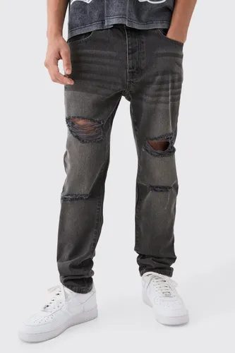 Men's Slim Rigid All Over Rip Jean In Charcoal - Grey - 28R, Grey