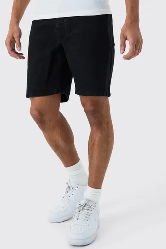 Men's Slim Rigid Denim Shorts In Black - 28, Black