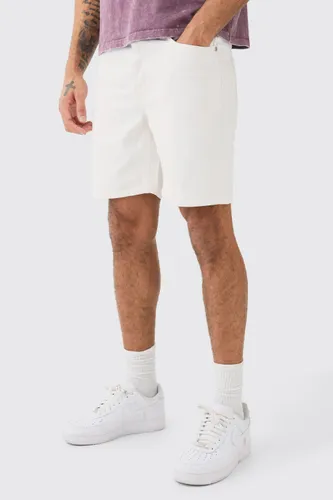 Men's Slim Rigid Denim Shorts In White - 28, White