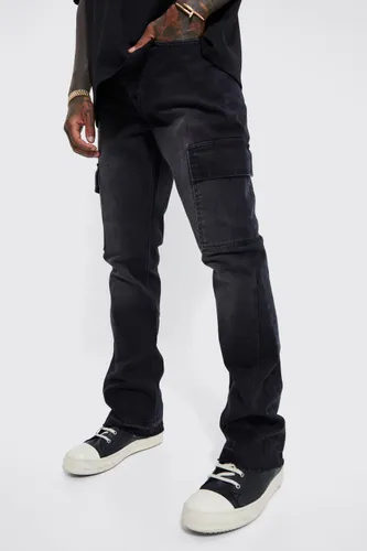Men's Slim Rigid Flare Cargo Jeans - Black - 28S, Black