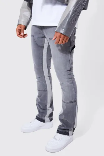 Men's Slim Rigid Flare Gusset Carpenter Jeans - Grey - 28R, Grey