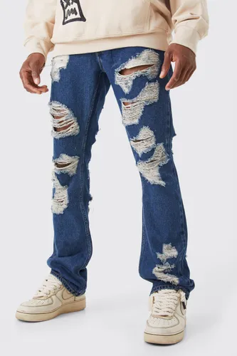 Men's Slim Rigid Flare Self Fabric Applique Official Jeans - Grey - 28R, Grey