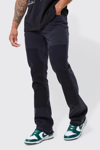 Men's Slim Rigid Worker Panel Flare Jeans - Black - 28R, Black