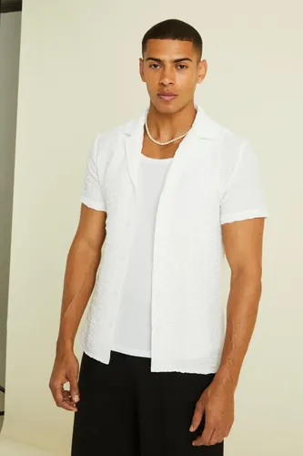 Men's Slim Seersucker Drop Revere Shirt - White - M, White
