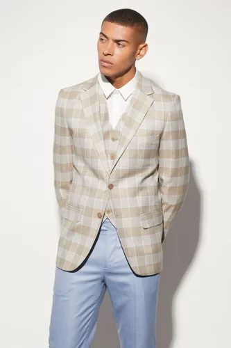 Men's Slim Single Breasted Check Suit Jacket - Blue - 34, Blue