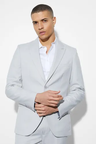Men's Slim Single Breasted Linen Suit Jacket - Grey - 36, Grey