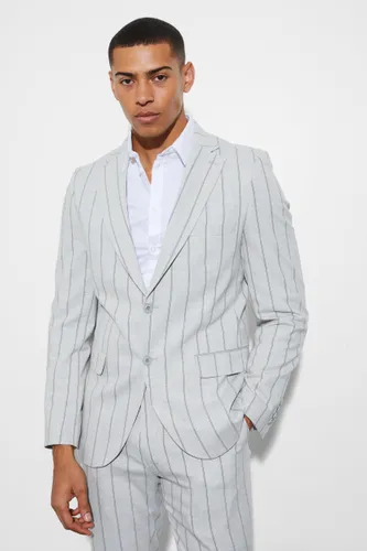 Men's Slim Single Breasted Striped Suit Jacket - Grey - 36, Grey