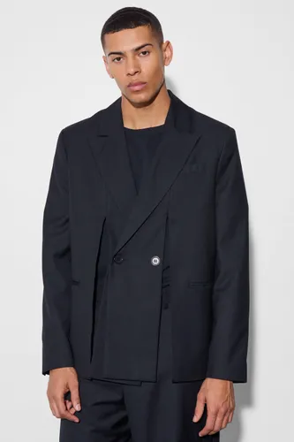 Men's Split Hem Oversized Suit Jacket - Black - 34, Black