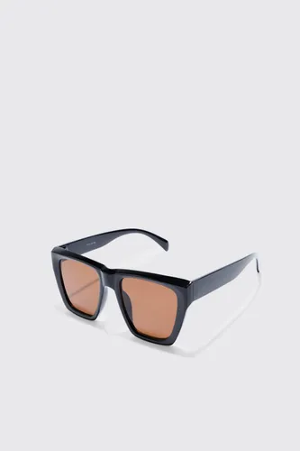 Mens Square Sunglasses With Brown Lens In Black, Black