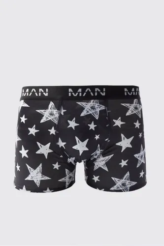 Men's Star Print Boxers - Black - Xl, Black