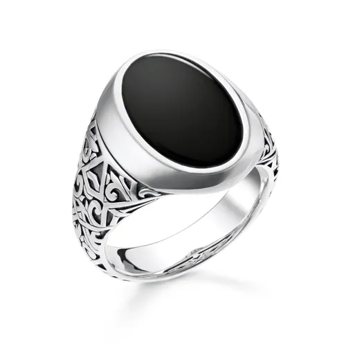Mens Sterling Silver Onyx Signet Ring - Ring Size T