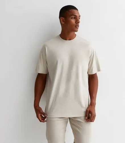 Men's Stone Cotton Oversized T-Shirt New Look
