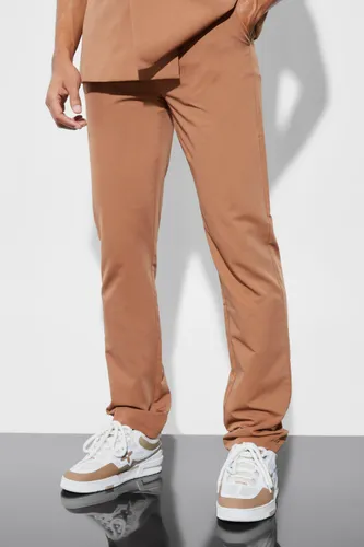 Men's Straight Leg Suit Trousers - Brown - 28R, Brown