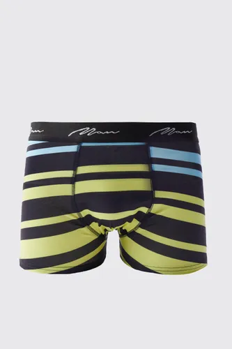 Men's Stripe Print Boxers - Black - S, Black