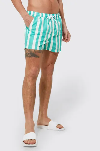 Men's Stripe Short Swim Shorts - Green - S, Green