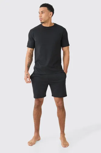 Men's T-Shirt & Short Lounge Set - Black - S, Black