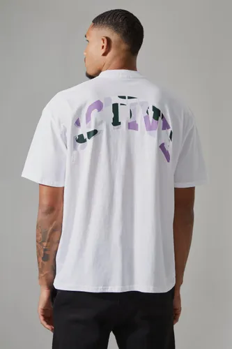 Men's Tall Active Oversized Camo Back Print T-Shirt - White - M, White