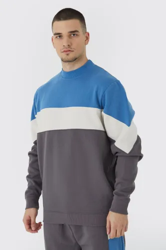 Men's Tall Colour Block Extended Neck Sweatshirt - Blue - S, Blue
