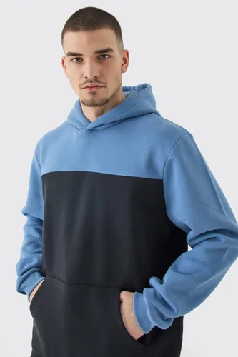 Men's Tall Colour Block Hoodie In Blue - S, Blue