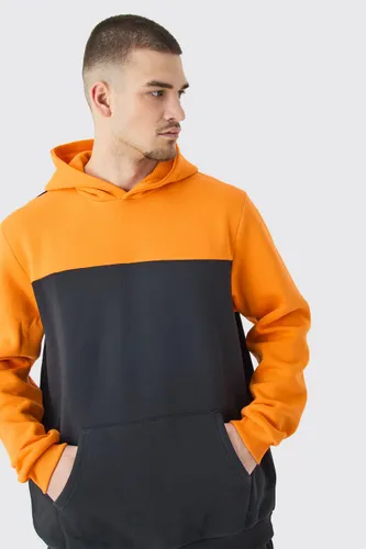 Men's Tall Colour Block Hoodie In Orange - S, Orange