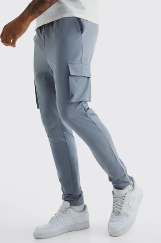 Men's Tall Elastic Lightweight Stretch Skinny Cargo Trouser - Grey - S, Grey