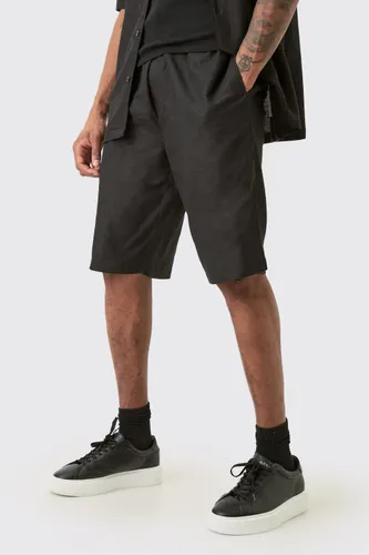 Men's Tall Elasticated Waist Linen Comfort Shorts In Black - S, Black
