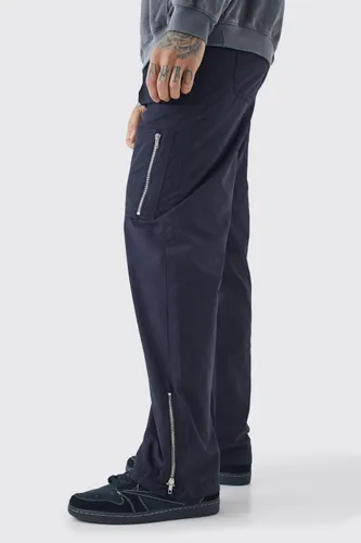Men's Tall Fixed Waist Relaxed Peached Cargo Trouser - Black - 30, Black