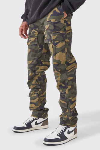 Men's Tall Fixed Waist Straight Leg Twill Camo Cargo Trouser - Multi - 30, Multi