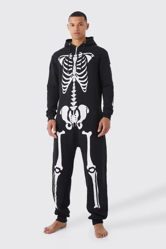 Men's Tall Halloween Skeleton Onesie - Black - S, Black