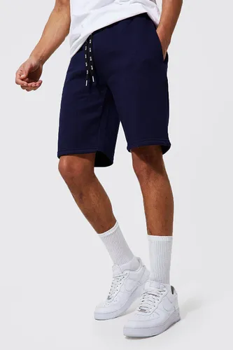 Men's Tall Jersey Shorts With Man Drawcords - Navy - S, Navy