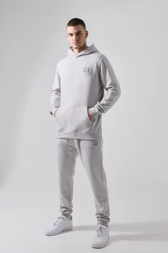 Men's Tall Man Active Gym Hooded Tracksuit - Grey - S, Grey