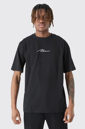 Men's Tall Man Signature Embroidered T-Shirt - Black - S, Black