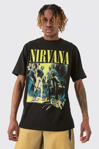 Men's Tall Nirvana Colour Band Print Licence T-Shirt - Black - L, Black
