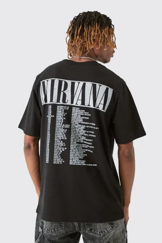Men's Tall Nirvana Tour Dates Back Print License T-Shirt - Black - L, Black