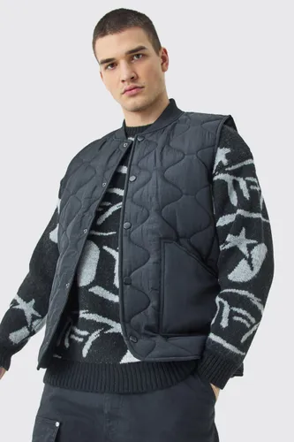 Mens Tall Onion Quilted Gilet In Black, Black
