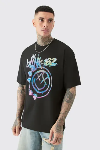 Mens Tall Oversize Blink 182 License T-shirt in Black, Black