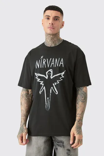Men's Tall Oversize Nirvana License T-Shirt Black - S, Black