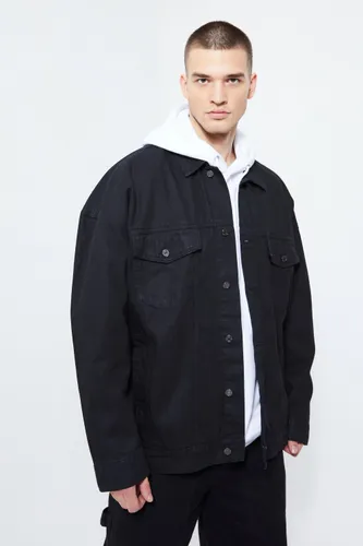 Men's Tall Oversized Coated Denim Jacket - Black - S, Black