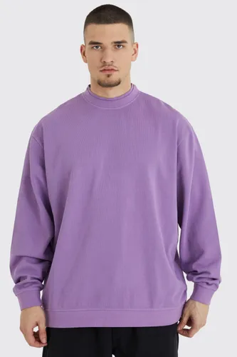Men's Tall Oversized Heavy Double Neck Sweatshirt - Purple - S, Purple