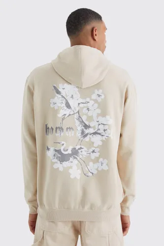 Men's Tall Oversized Homme Blossom Graphic Hoodie - Beige - L, Beige