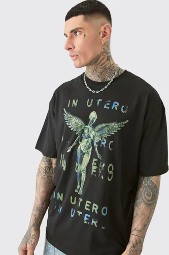 Men's Tall Oversized Nirvana Utero T-Shirt In Black - S, Black