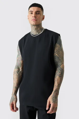 Men's Tall Oversized Pleated Vest - Black - S, Black