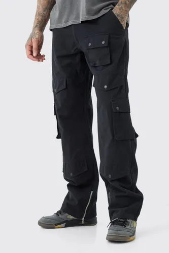 Men's Tall Relaxed Fit Twill Cargo Trousers - Black - 32, Black