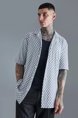 Men's Tall Short Sleeve Drop Revere Jacquard Shirt - Multi - S, Multi
