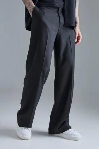 Men's Tall Side Stripe Drawcord Crop Straight Fit Trousers - Black - 30, Black