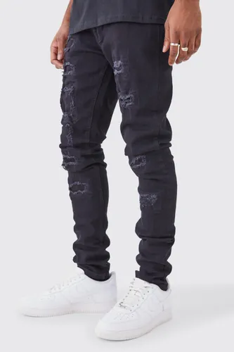 Men's Tall Skinny Stacked Distressed Ripped Jeans - Black - 32, Black