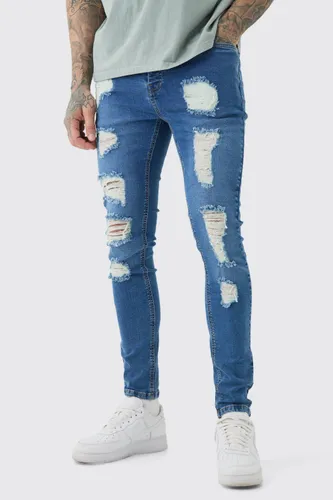 Men's Tall Skinny Stretch All Over Rip Jean - Blue - 32, Blue