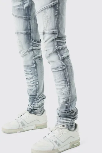 Men's Tall Skinny Stretch Heavy Bleached Ripped Jean - Grey - 30, Grey
