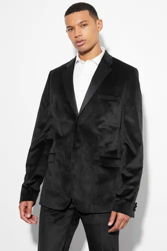 Men's Tall Skinny Velour Satin Lapel Suit Jacket - Black - 40, Black