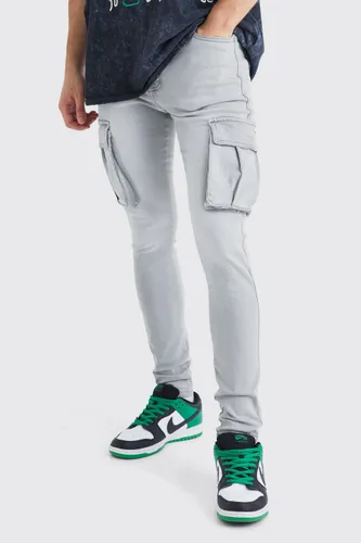 Men's Tall Super Skinny Stretch Cargo Jeans - Grey - 34, Grey